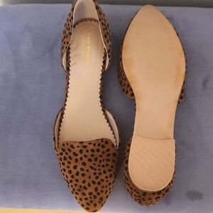 Isaac Mizrahi Brown and Tan Flats with Animal Print